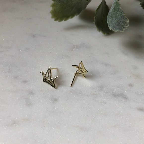 The Anabel - Geometric Paper Bird Stud Earrings - Picture 3 of 4